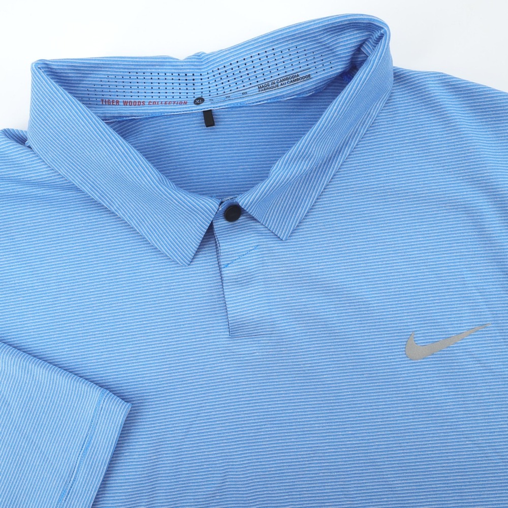 Nike Light Blue Striped Polo Shirt